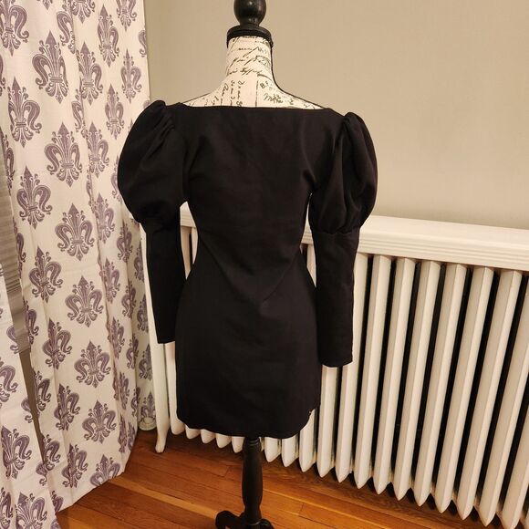 Reformation NWT "Helga" Puff Sleeve Sweet and Sultry Mini Dress in Black, Sz M - Picture 4 of 12